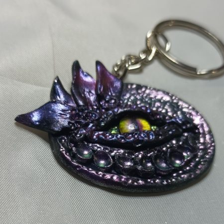 Handmade Polymer Clay Dragon Eye Keyring, Durable and Lightweight
