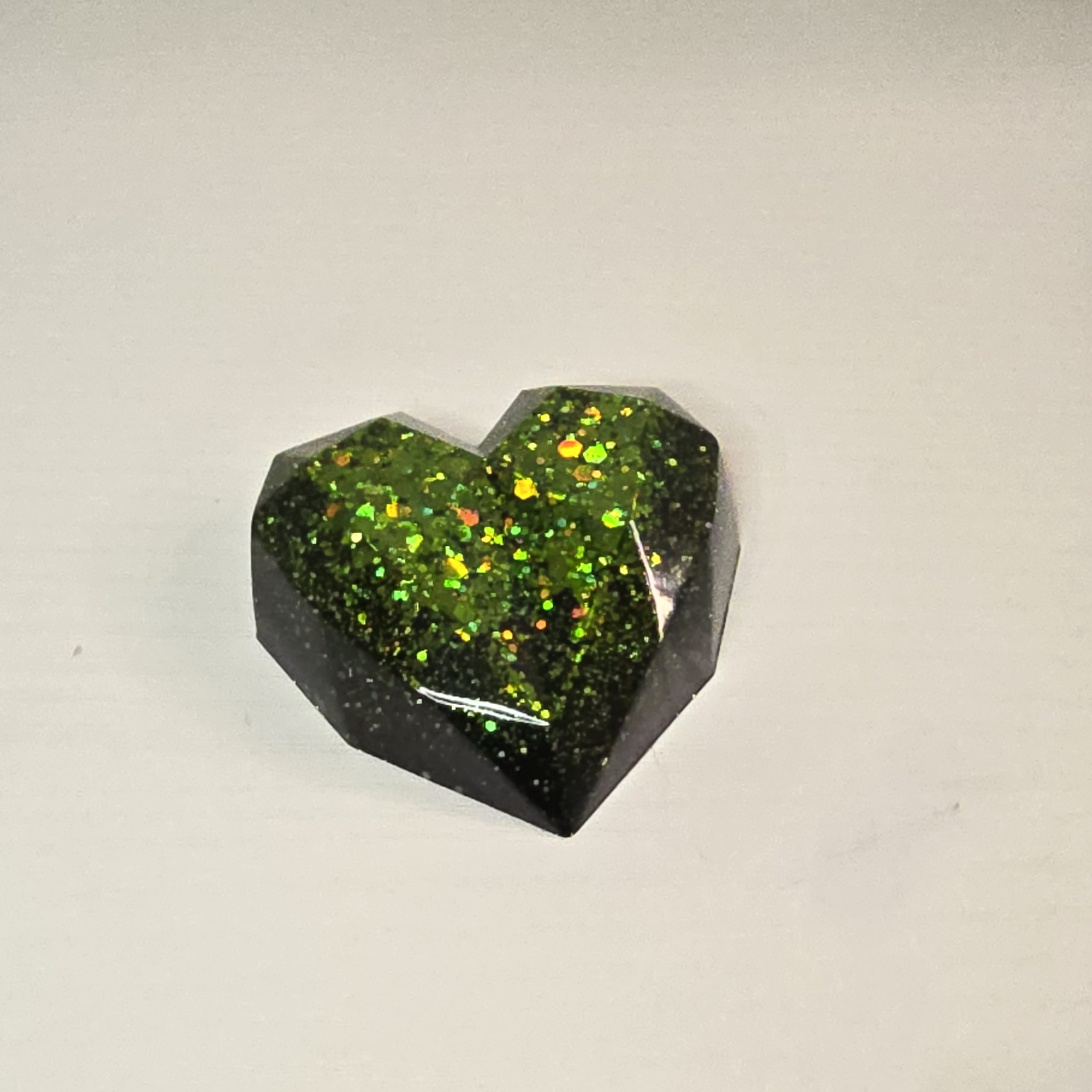 Sparkling Green Resin Heart Ornament