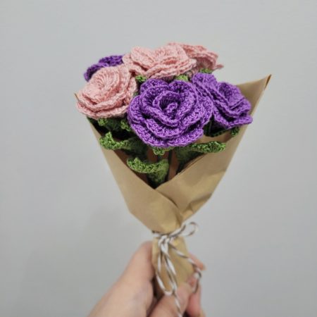 Hand‑Crocheted Petite Rose Bouquet