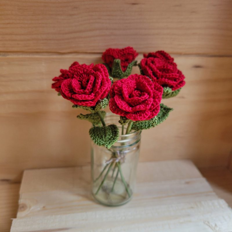 Hand‑Crocheted Petite Rose Bouquet