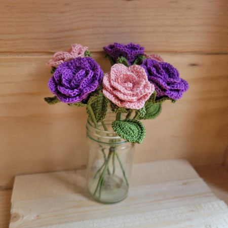 Hand‑Crocheted Petite Rose Bouquet