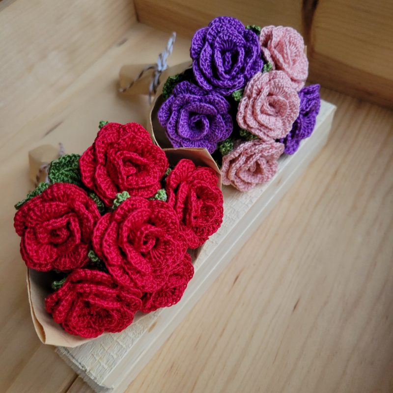 Hand‑Crocheted Petite Rose Bouquet