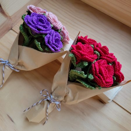Hand‑Crocheted Petite Rose Bouquet