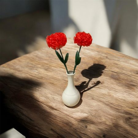 Handmade Ribbon Carnation Flower Stems for Mothers Day.