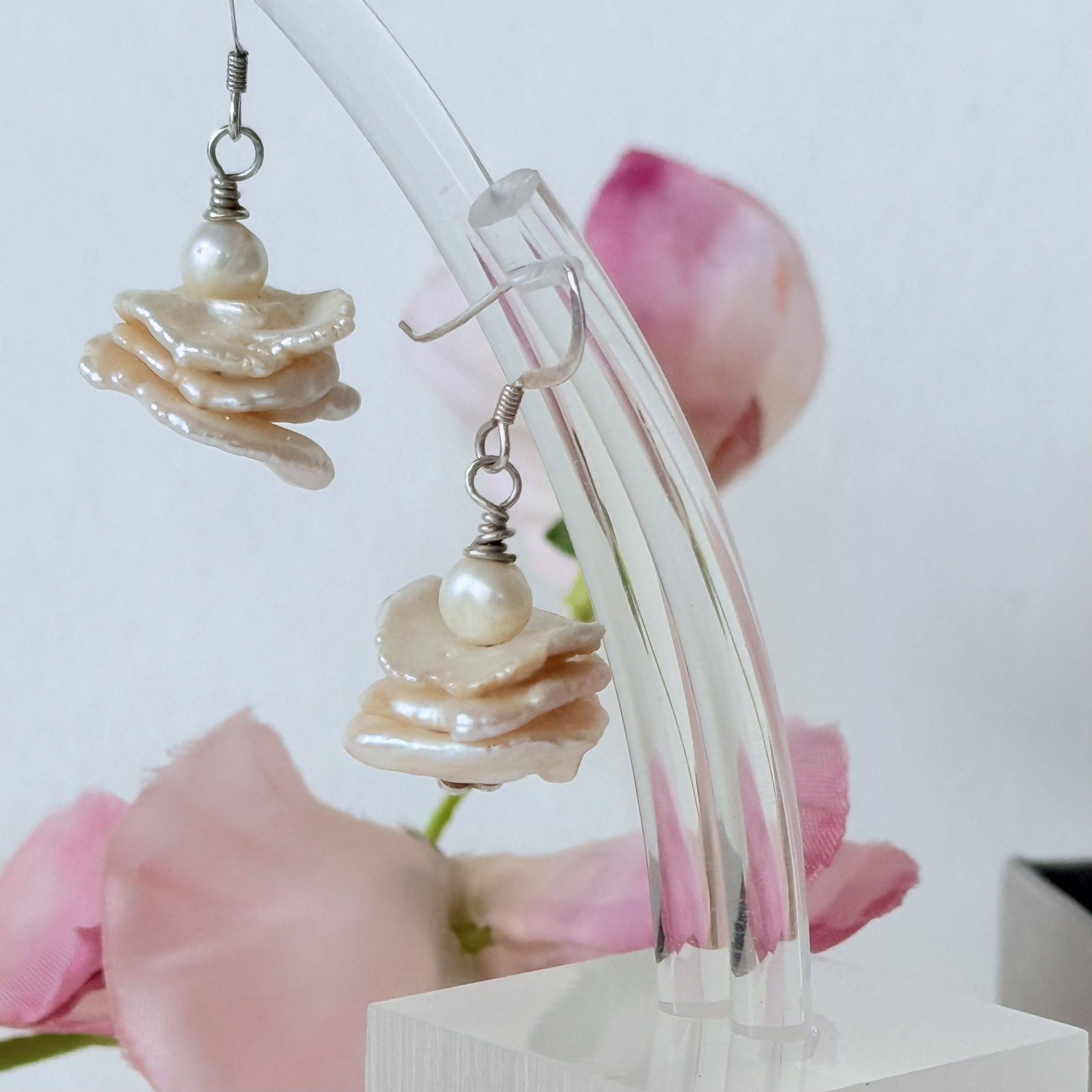 Freshwater Cultured Keshi Pearl Cluster Earrings