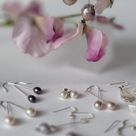 Freshwater Cultured Pearls Coin Shape Stud Earrings