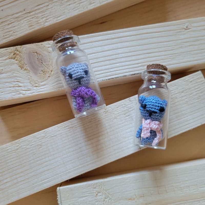 Whimsy Bear in a Bottle – Miniature Crochet Keepsake