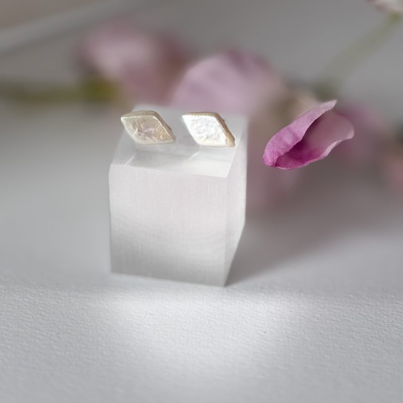 Freshwater Cultured Diamond Pearl Stud Earrings