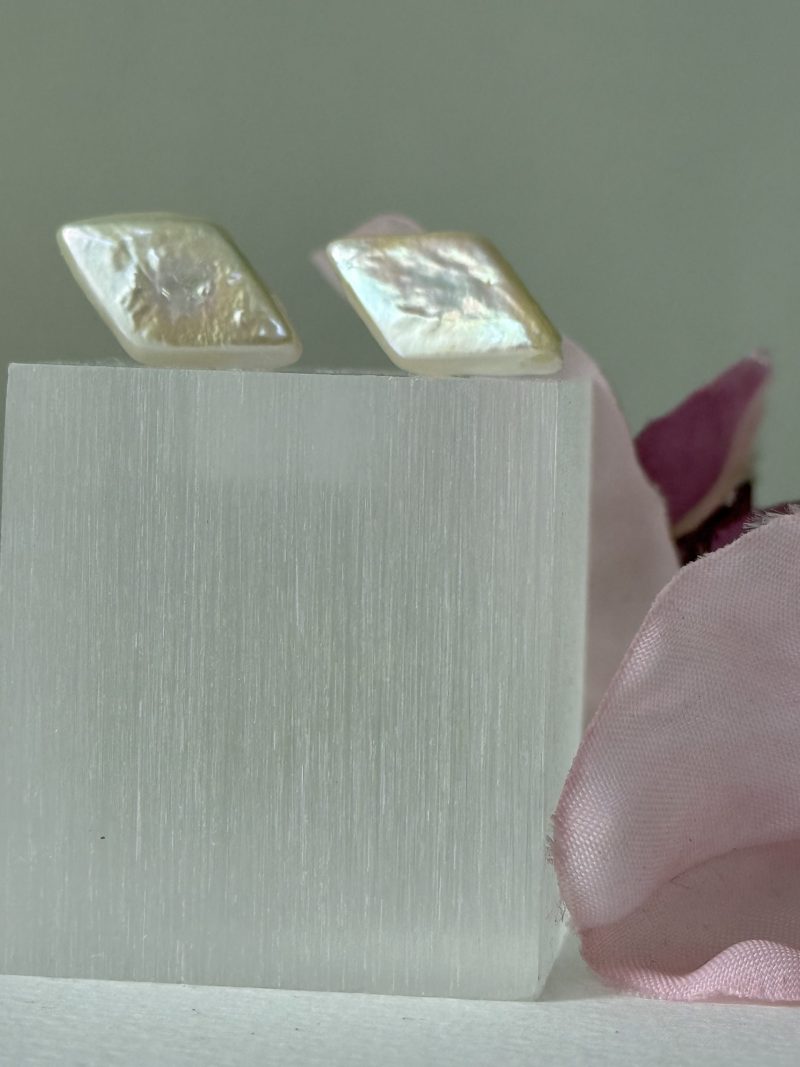 Freshwater Cultured Diamond Pearl Stud Earrings