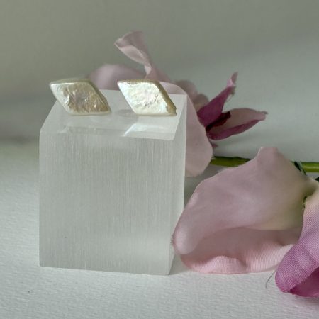 Freshwater Cultured Diamond Pearl Stud Earrings