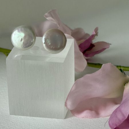 Freshwater Cultured Pearls Coin Shape Stud Earrings