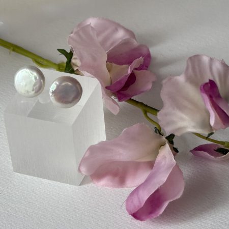 Freshwater Cultured Pearls Coin Shape Stud Earrings