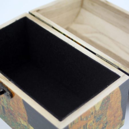 Treasure Chest, Wood handmade keepsake jewellery, memories box, The Kiss-Gustav Klimt design Lined