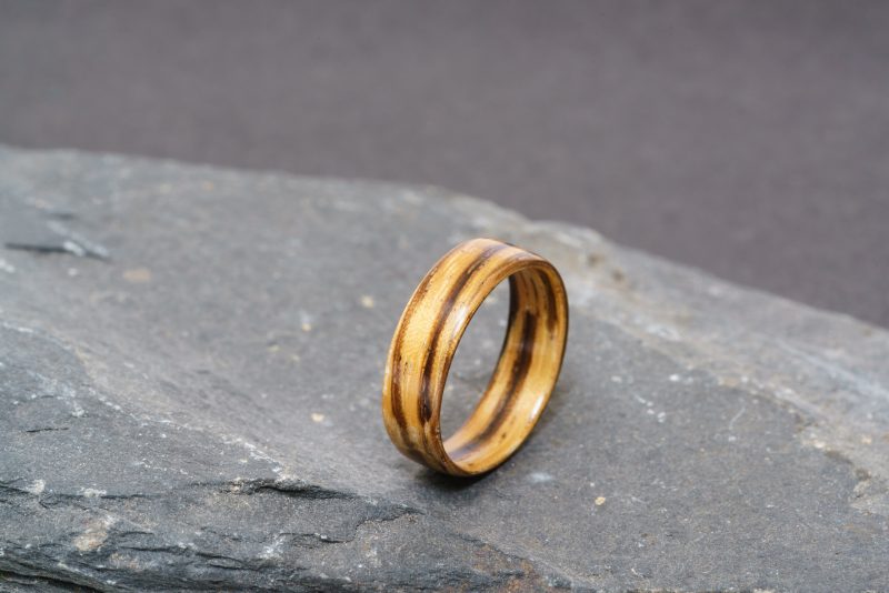Zebrano Handcrafted Bentwood Ring For Him or Her
