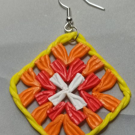 Polymer Clay Granny Square Earrings Inspired by Crochet, Lightweight