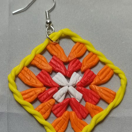 Polymer Clay Granny Square Earrings Inspired by Crochet, Lightweight