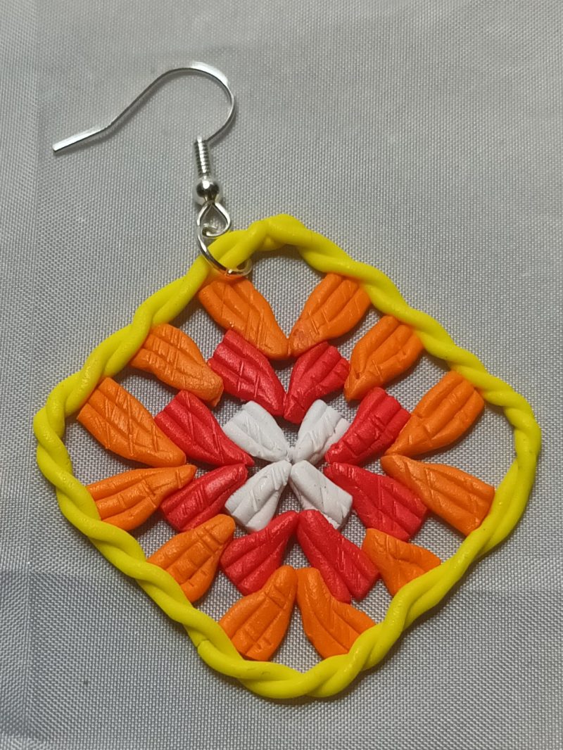 Polymer Clay Granny Square Earrings Inspired by Crochet, Lightweight