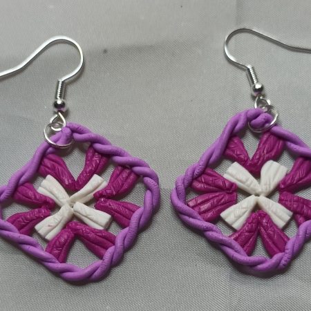Polymer Clay Granny Square Earrings Inspired by Crochet, Lightweight