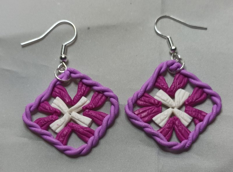 Polymer Clay Granny Square Earrings Inspired by Crochet, Lightweight