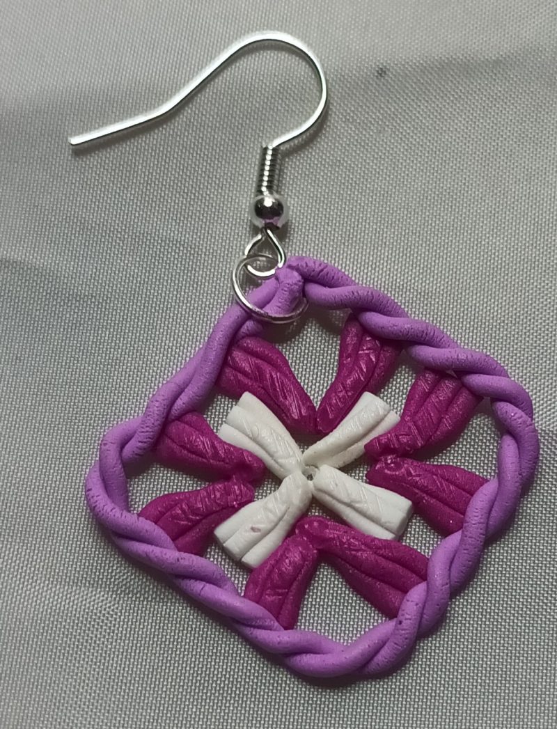 Polymer Clay Granny Square Earrings Inspired by Crochet, Lightweight