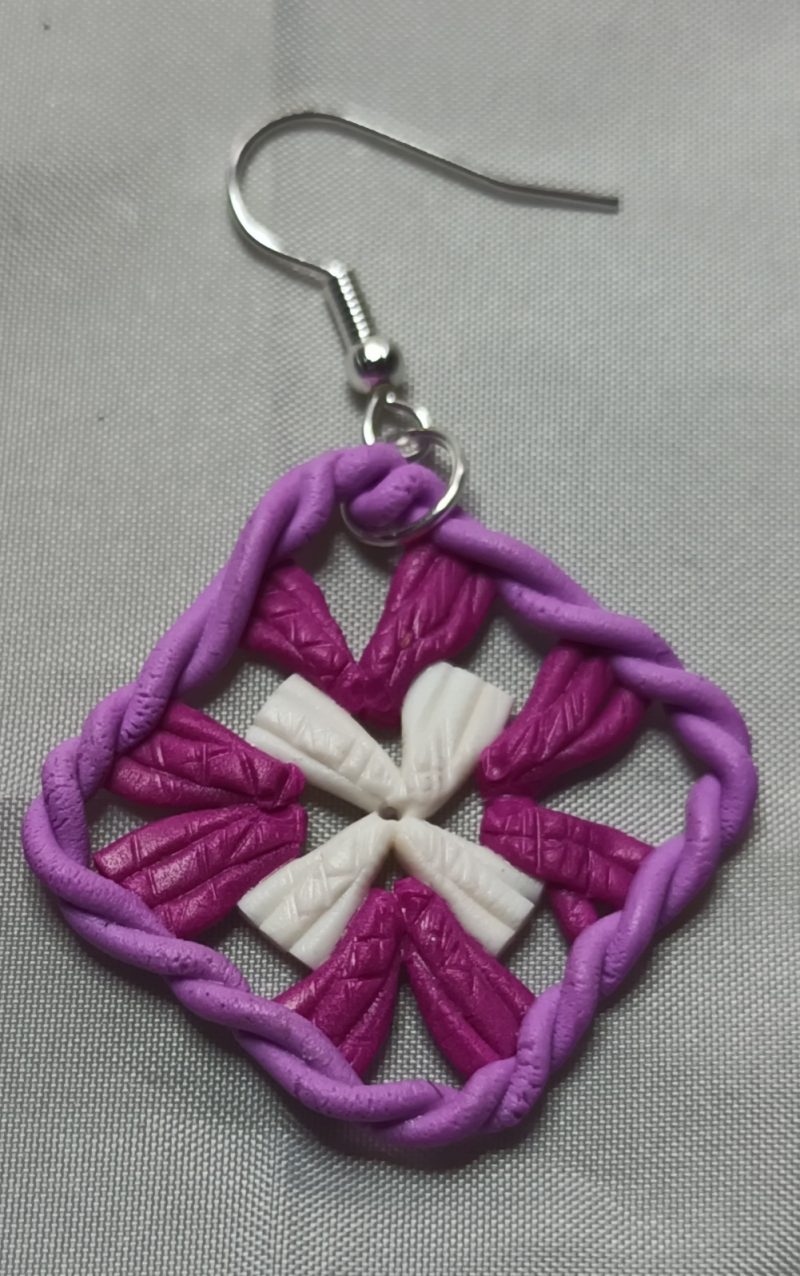 Polymer Clay Granny Square Earrings Inspired by Crochet, Lightweight