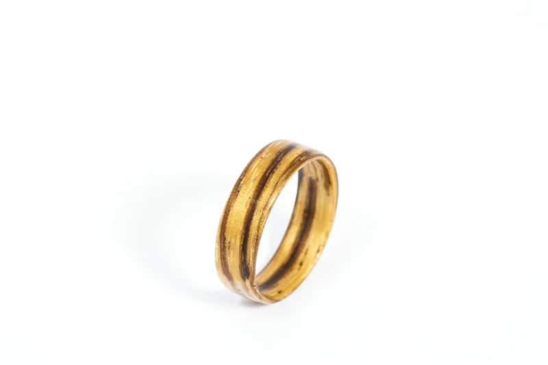 Zebrano Handcrafted Bentwood Ring For Him or Her