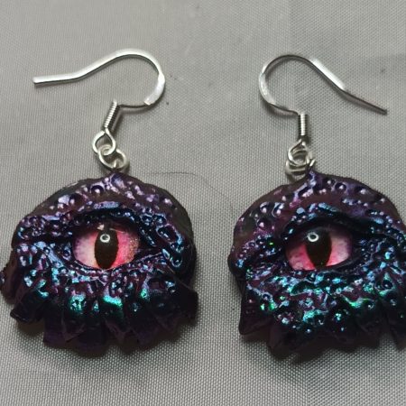 Handmade Polymer Clay Dragon Eye Earrings with Sterling Silver Hooks