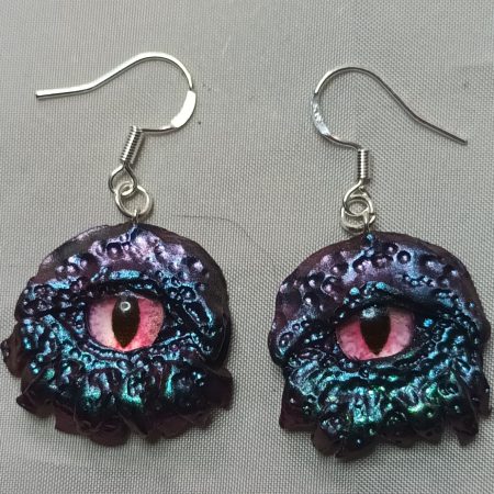 Handmade Polymer Clay Dragon Eye Earrings with Sterling Silver Hooks