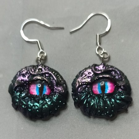 Polymer Clay Dragon Eye Earrings with Sterling Silver Hooks