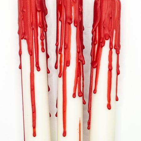 Drip-Tease Taper Candles | Set of 3 | White with Red Drip 21cm Hand-Poured Drip Candles
