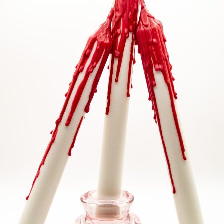 Drip-Tease Taper Candles | Set of 3 | White with Red Drip 21cm Hand-Poured Drip Candles