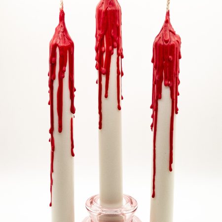 Drip-Tease Taper Candles | Set of 3 | White with Red Drip 21cm Hand-Poured Drip Candles