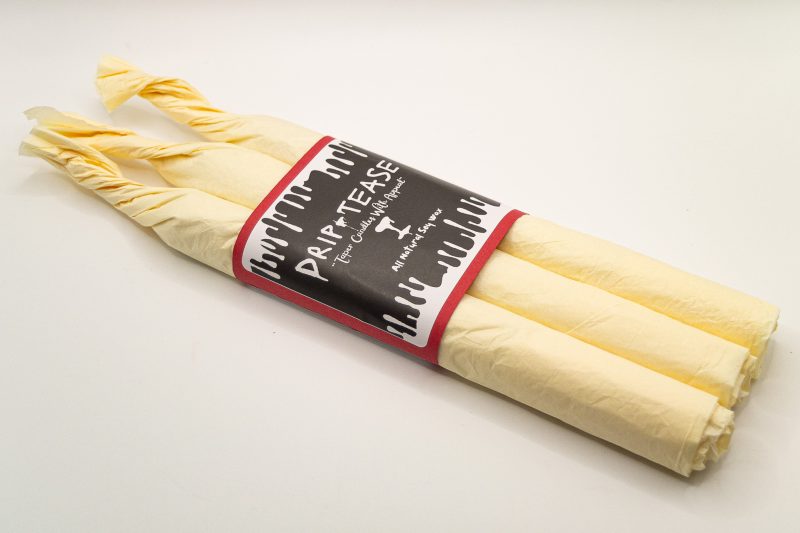 Drip-Tease Taper Candles | Set of 3 | White with Red Drip 21cm Hand-Poured Drip Candles