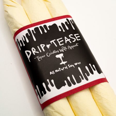 Drip-Tease Taper Candles | Set of 3 | White with Red Drip 21cm Hand-Poured Drip Candles