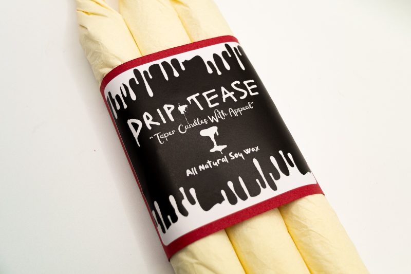 Drip-Tease Taper Candles | Set of 3 | White with Red Drip 21cm Hand-Poured Drip Candles