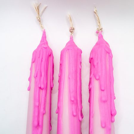 Drip-Tease Taper Candles | Set of 3 | Pink 21cm Hand-Poured Drip Candles | Sculptural, Moody