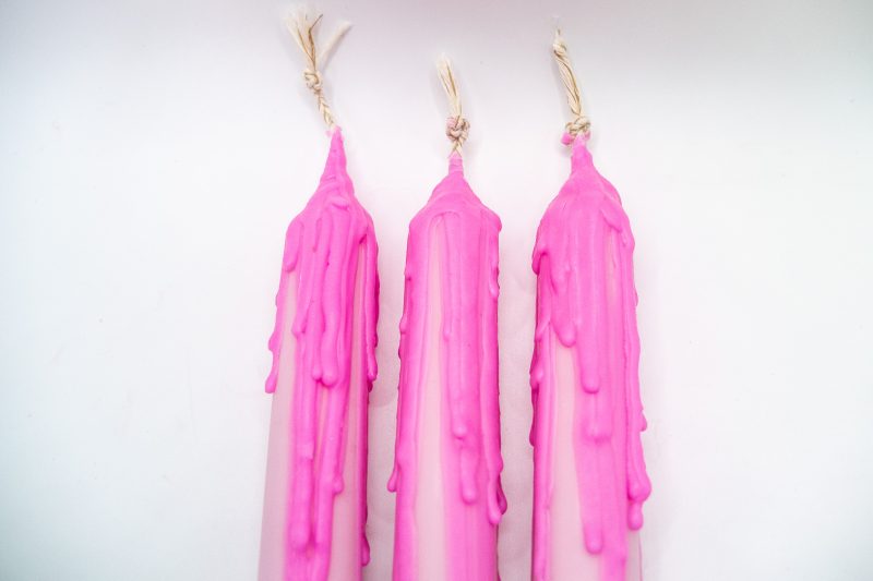 Drip-Tease Taper Candles | Set of 3 | Pink 21cm Hand-Poured Drip Candles | Sculptural, Moody