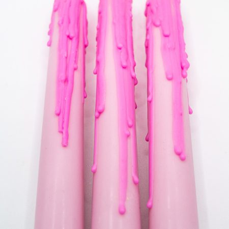 Drip-Tease Taper Candles | Set of 3 | Pink 21cm Hand-Poured Drip Candles | Sculptural, Moody