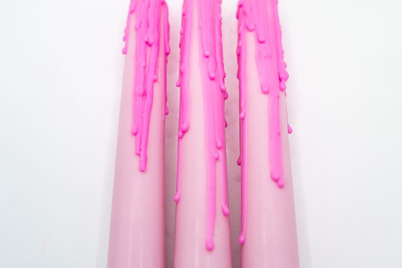 Drip-Tease Taper Candles | Set of 3 | Pink 21cm Hand-Poured Drip Candles | Sculptural, Moody