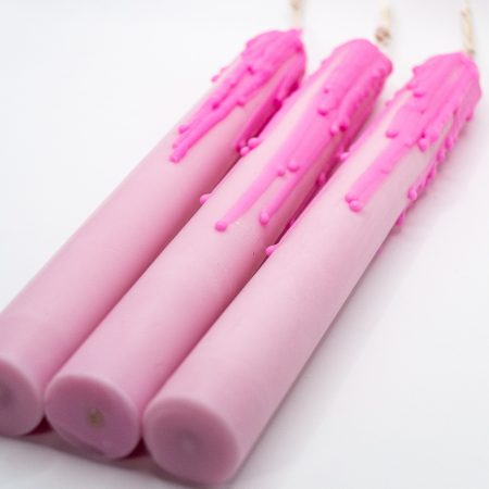 Drip-Tease Taper Candles | Set of 3 | Pink 21cm Hand-Poured Drip Candles | Sculptural, Moody