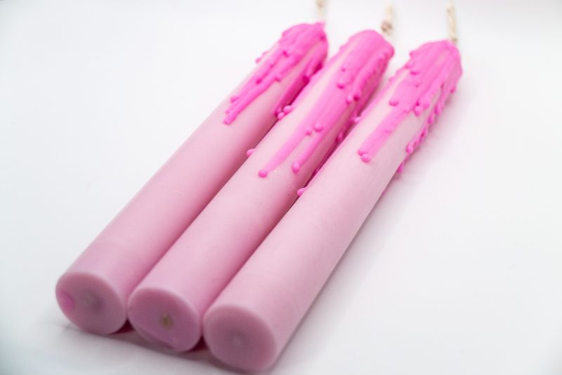 Drip-Tease Taper Candles | Set of 3 | Pink 21cm Hand-Poured Drip Candles | Sculptural, Moody