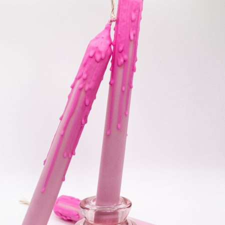Drip-Tease Taper Candles | Set of 3 | Pink 21cm Hand-Poured Drip Candles | Sculptural, Moody