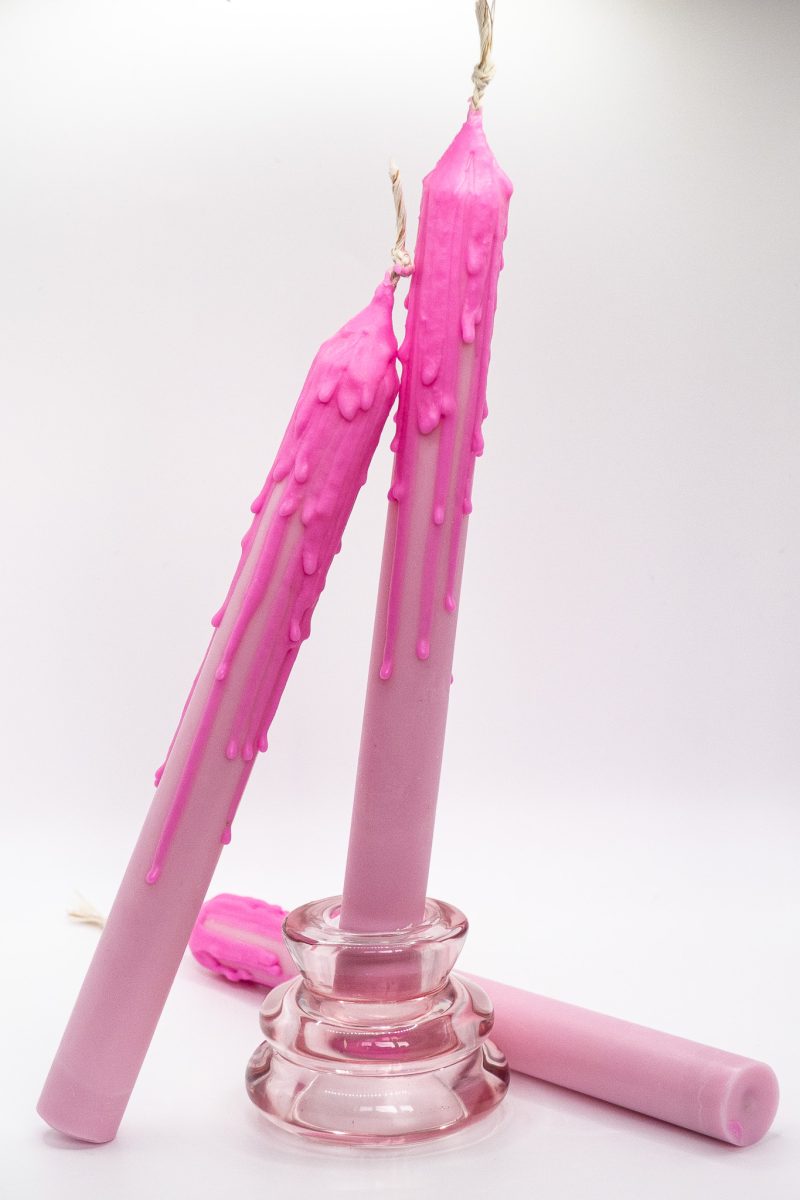 Drip-Tease Taper Candles | Set of 3 | Pink 21cm Hand-Poured Drip Candles | Sculptural, Moody