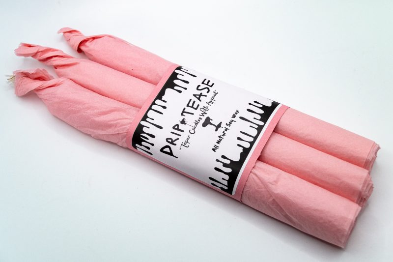 Drip-Tease Taper Candles | Set of 3 | Pink 21cm Hand-Poured Drip Candles | Sculptural, Moody