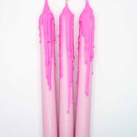 Drip-Tease Taper Candles | Set of 3 | Pink 21cm Hand-Poured Drip Candles | Sculptural, Moody