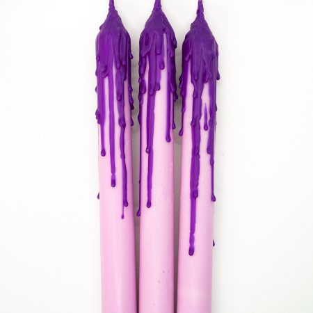 Drip-Tease Taper Candles | Set of 3 | Purple 21cm Hand-Poured Drip Candles | Sculptural, Moody
