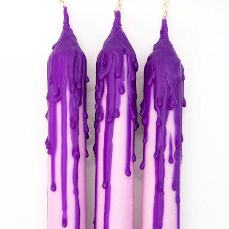 Drip-Tease Taper Candles | Set of 3 | Purple 21cm Hand-Poured Drip Candles | Sculptural, Moody