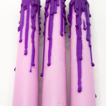 Drip-Tease Taper Candles | Set of 3 | Purple 21cm Hand-Poured Drip Candles | Sculptural, Moody