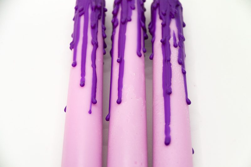 Drip-Tease Taper Candles | Set of 3 | Purple 21cm Hand-Poured Drip Candles | Sculptural, Moody