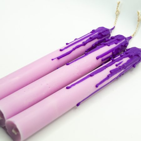 Drip-Tease Taper Candles | Set of 3 | Purple 21cm Hand-Poured Drip Candles | Sculptural, Moody